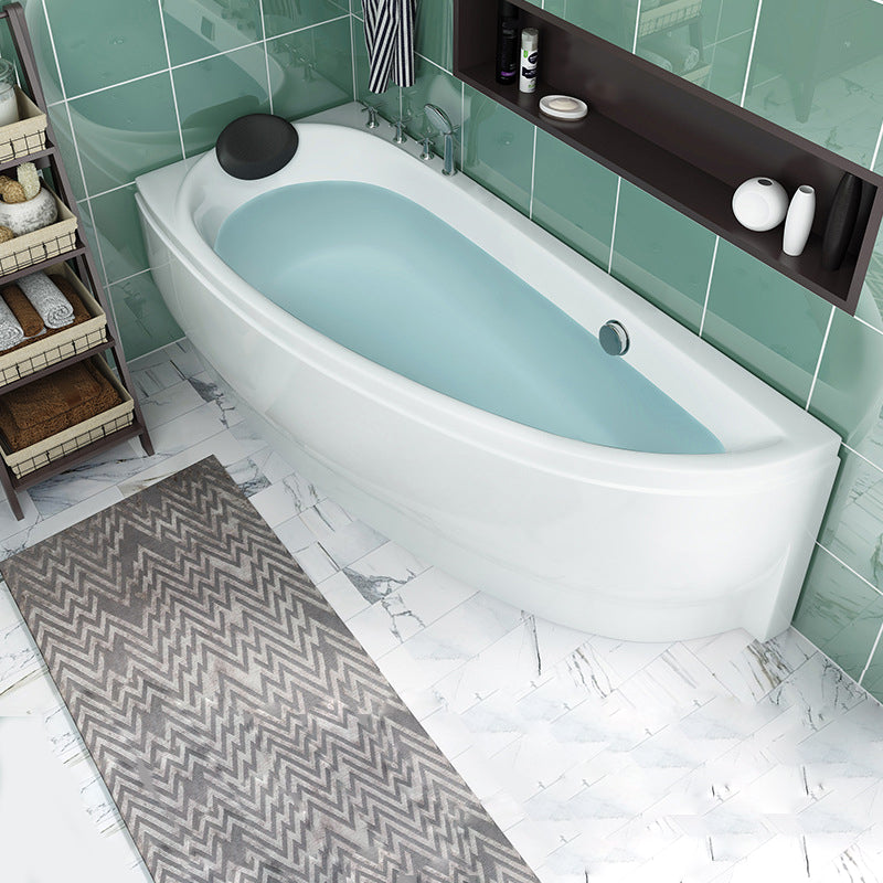 Back to Wall Corner Bathtub Acrylic White Modern Soaking Bath