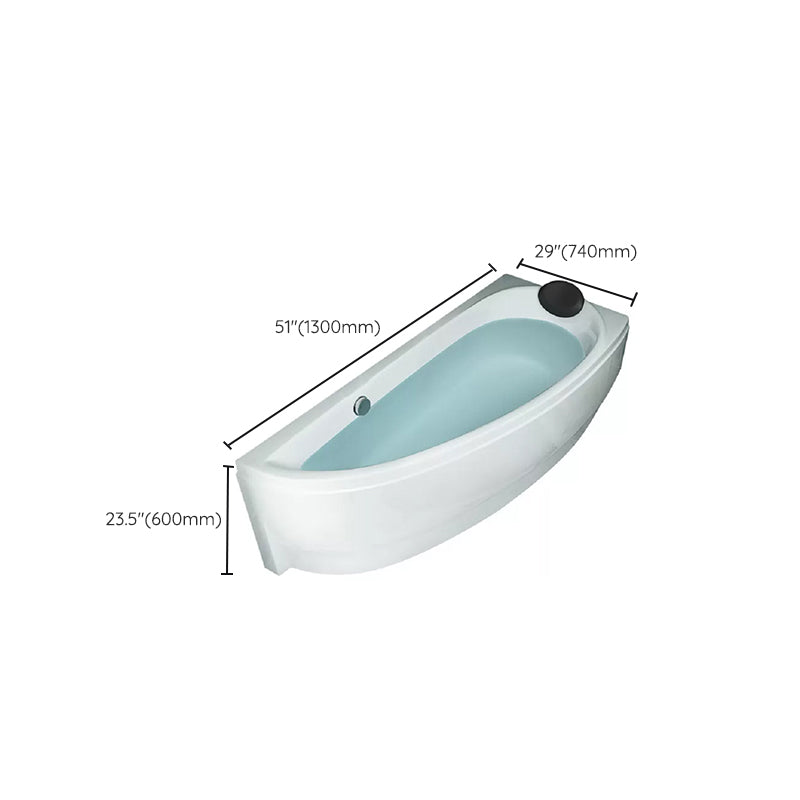 Back to Wall Corner Bathtub Acrylic White Modern Soaking Bath
