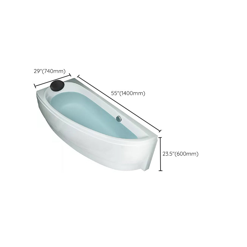 Back to Wall Corner Bathtub Acrylic White Modern Soaking Bath
