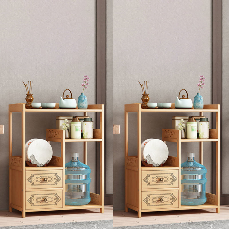 Contemporary Style Table Double Tier Wood Accent Side Table with Shelf