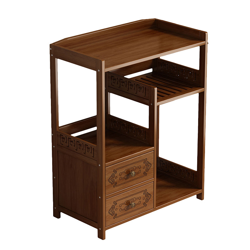Contemporary Style Table Double Tier Wood Accent Side Table with Shelf