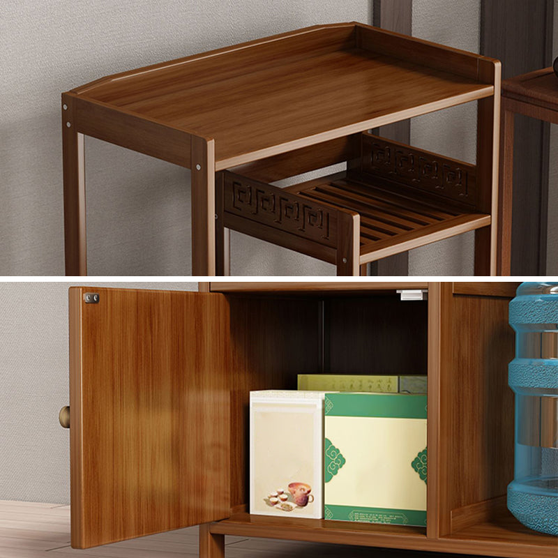 Contemporary Style Table Double Tier Wood Accent Side Table with Shelf