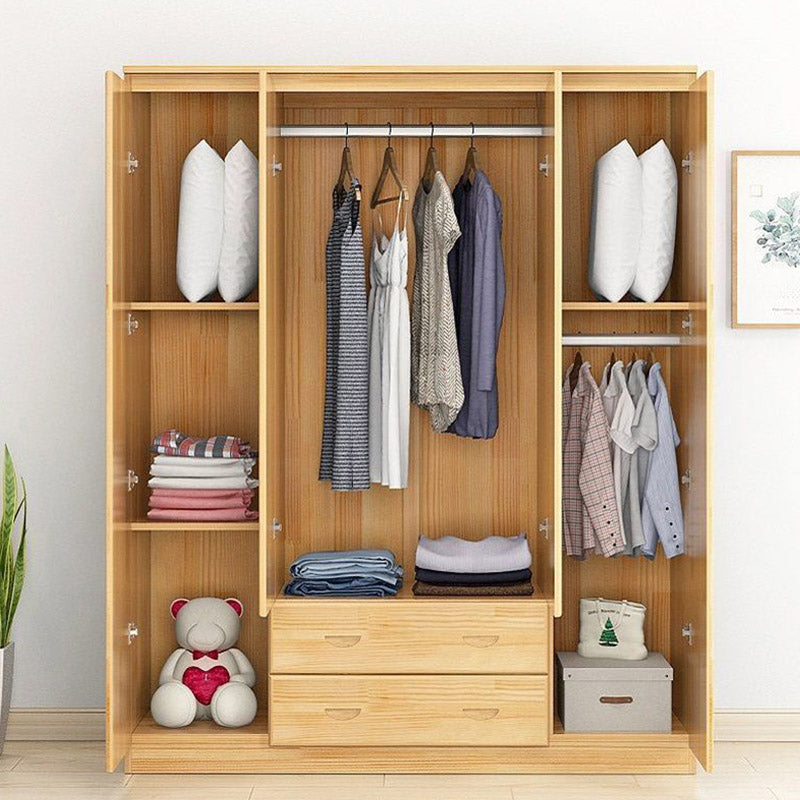 Contemporary Style Wardrobe Armoire Wood Combination Armoire with Doors