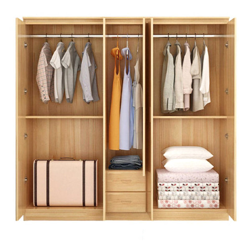 Contemporary Style Wardrobe Armoire Wood Combination Armoire with Doors