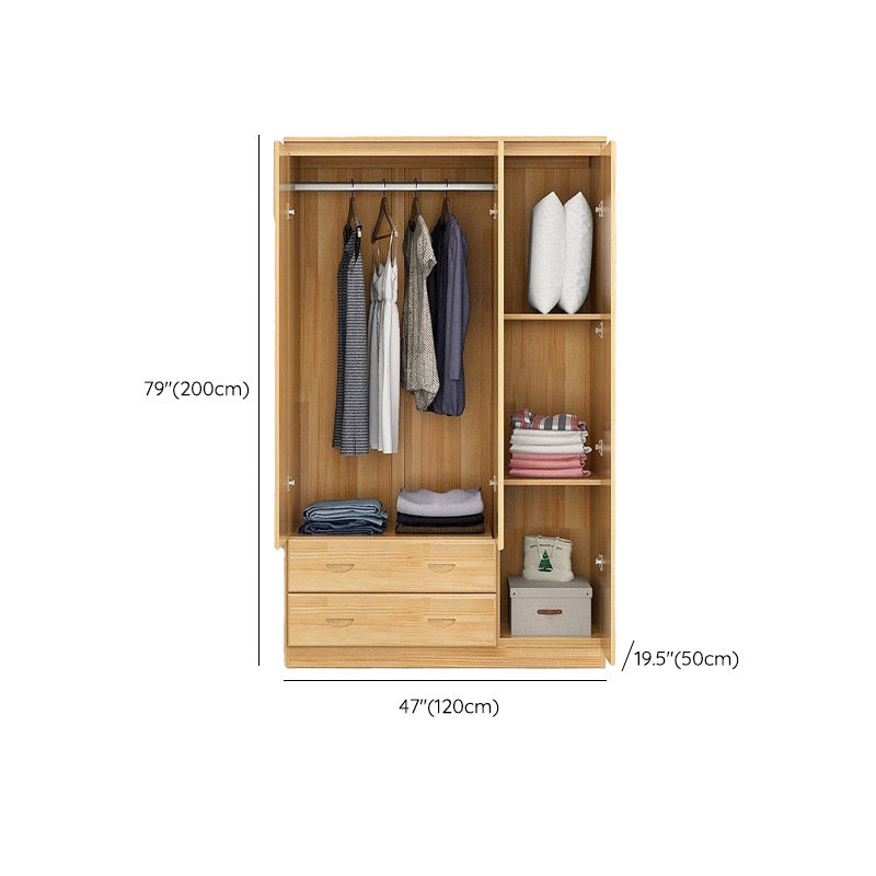Contemporary Style Wardrobe Armoire Wood Combination Armoire with Doors