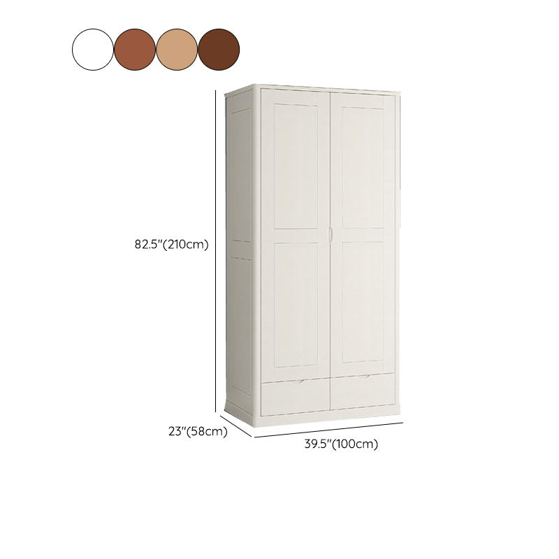 Contemporary Style Wardrobe Armoire Solid Wood Wardrobe Closet with Doors and Drawers