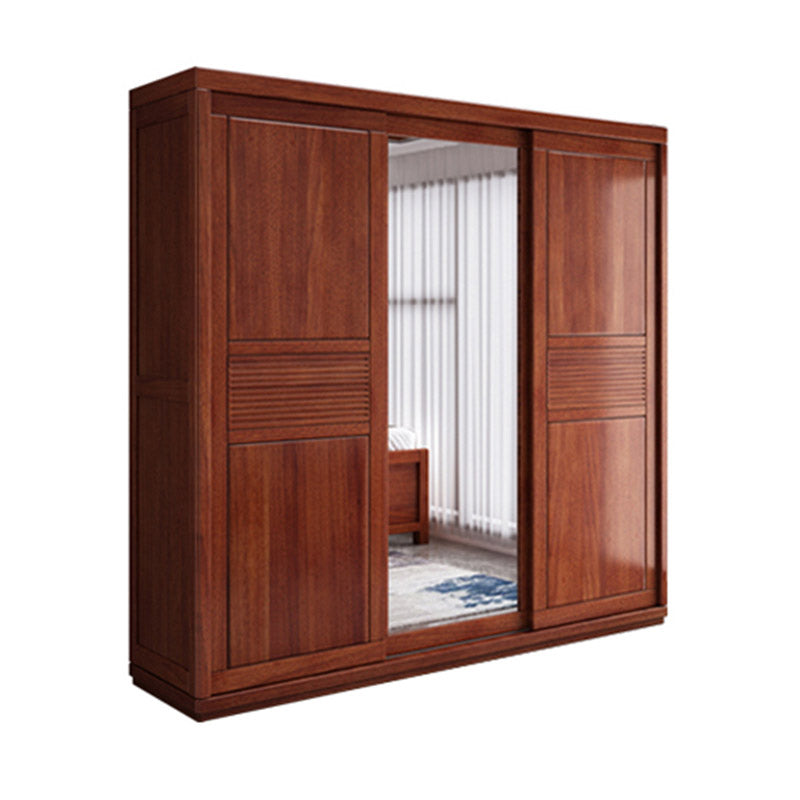 Contemporary Style Wardrobe Armoire Solid Wood Wardrobe Closet with Doors and Drawer
