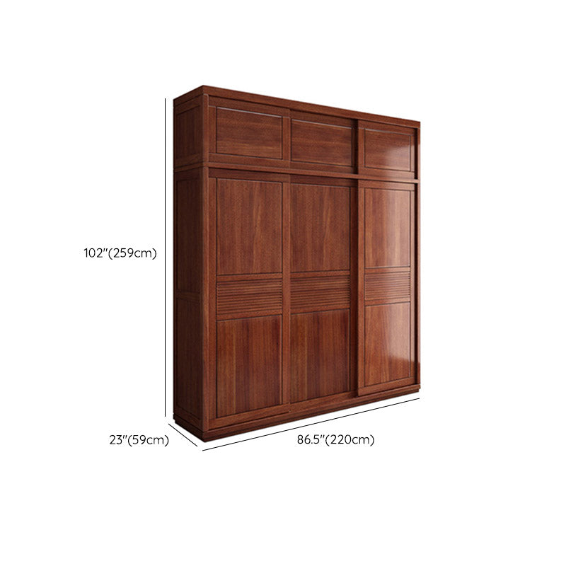 Contemporary Style Wardrobe Armoire Solid Wood Wardrobe Closet with Doors and Drawer