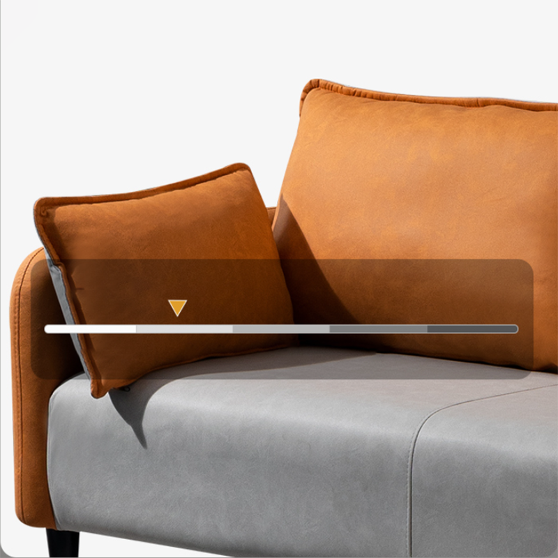 Contemporary Sofa with 2 Pillows Tuxedo Arm Living Room Faux Leather Settee