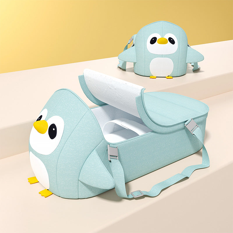 Portable Moses Basket Blue Oval Moses Basket with Bedding for Newborn