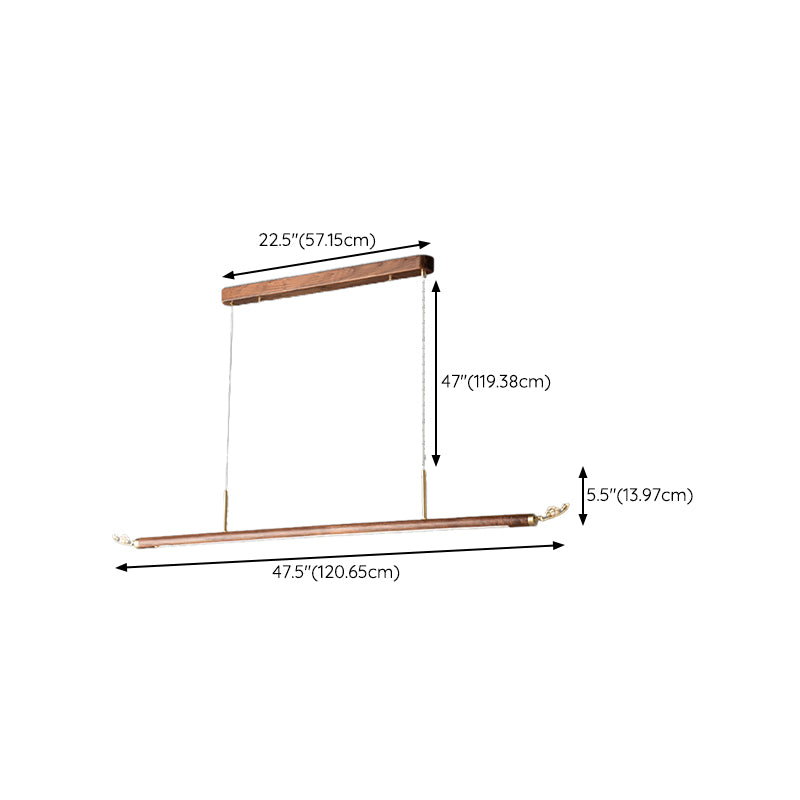 Modern Wood Ceiling Light Linear Shape Island Light with Plastic Shade for Living Room
