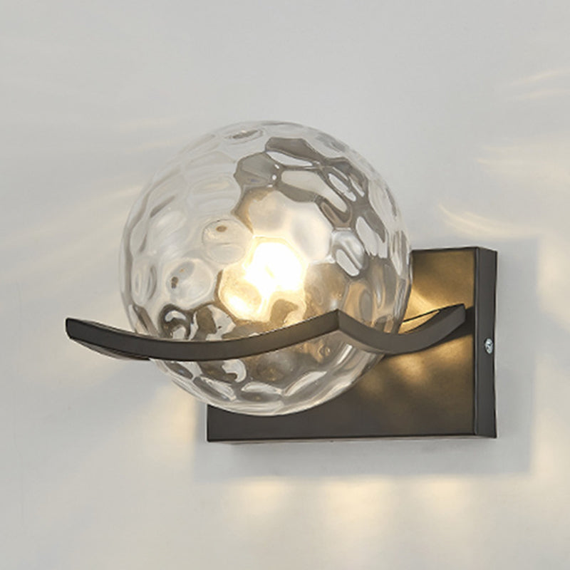 Modernism Wall Sconce Spherical Glass Wall Light Fixture in Black for Bedroom