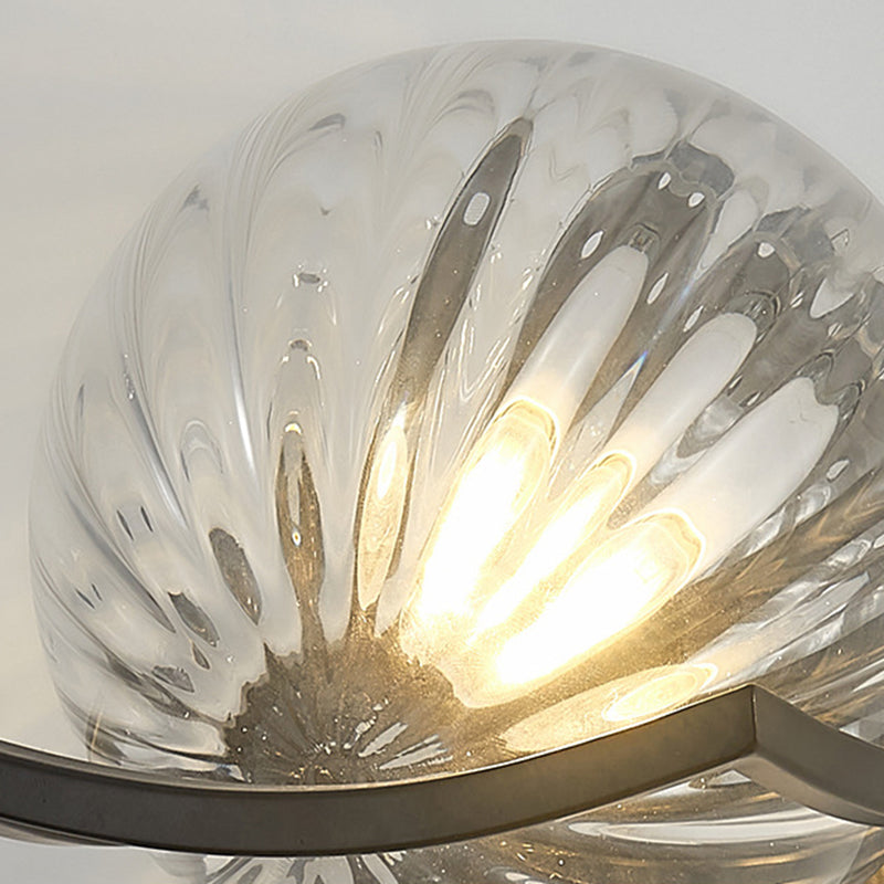 Modernism Wall Sconce Spherical Glass Wall Light Fixture in Black for Bedroom