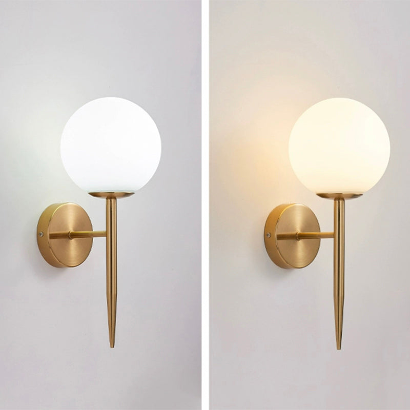 Modernism Wall Sconce Spherical Glass Wall Light Fixture in Gold for Bedroom