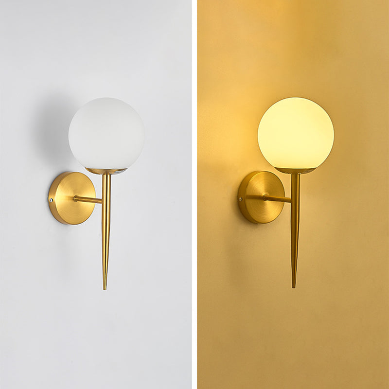 Modernism Wall Sconce Spherical Glass Wall Light Fixture in Gold for Bedroom