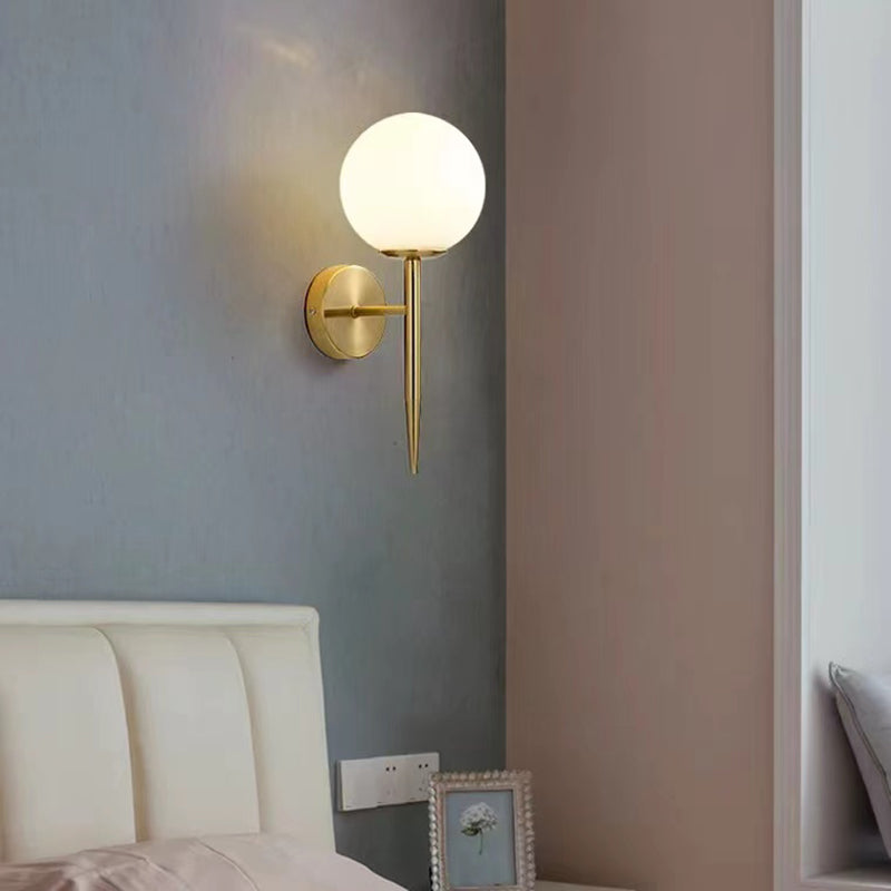 Modernism Wall Sconce Spherical Glass Wall Light Fixture in Gold for Bedroom