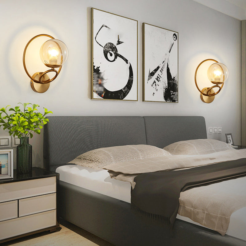 Modernism Wall Sconce Spherical Glass Wall Light Fixture for Bedroom