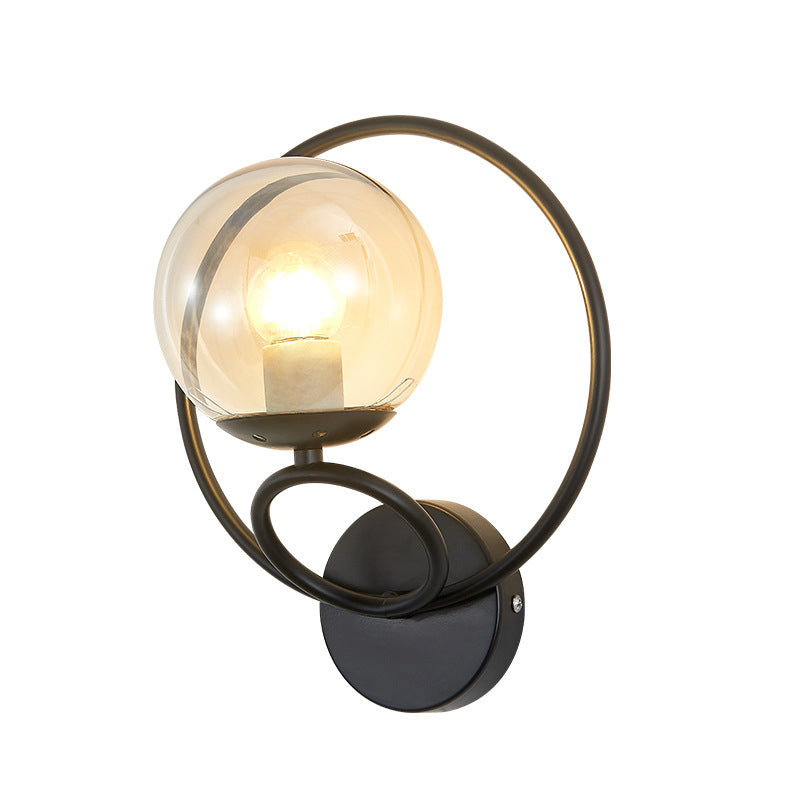 Modernism Wall Sconce Spherical Glass Wall Light Fixture for Bedroom