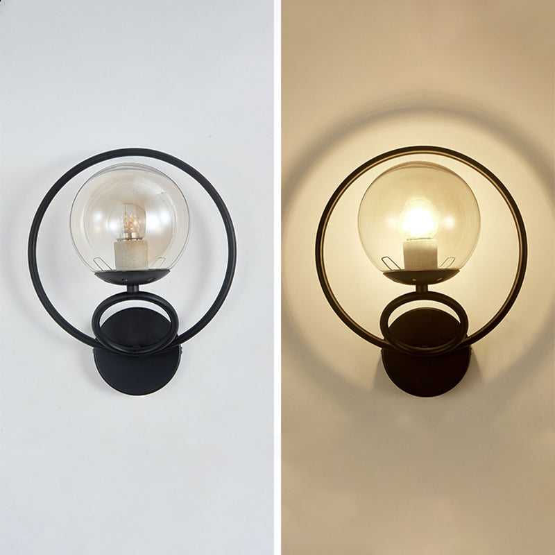 Modernism Wall Sconce Spherical Glass Wall Light Fixture for Bedroom