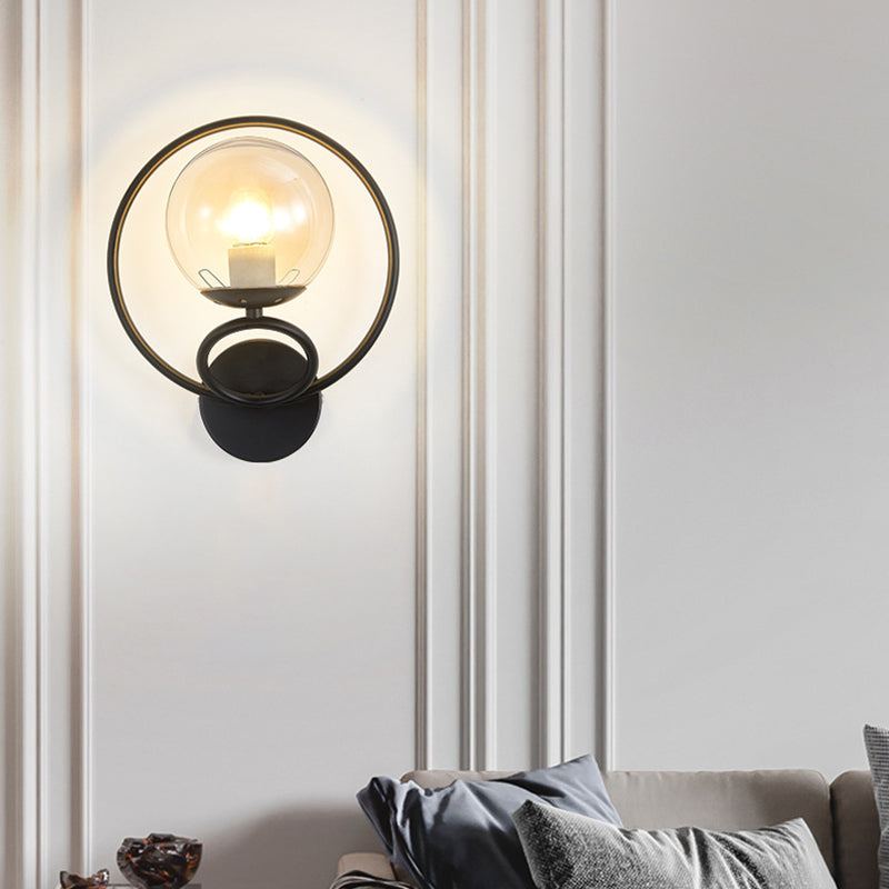 Modernism Wall Sconce Spherical Glass Wall Light Fixture for Bedroom
