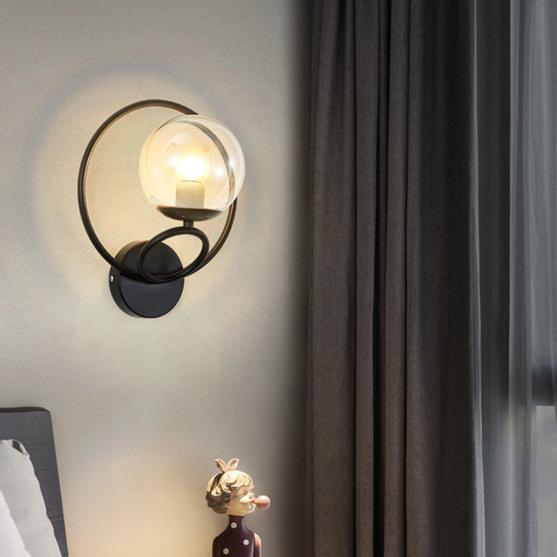 Modernism Wall Sconce Spherical Glass Wall Light Fixture for Bedroom