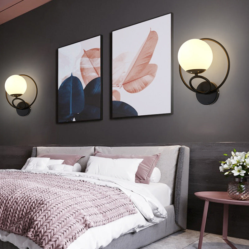 Modernism Wall Sconce Spherical Glass Wall Light Fixture for Bedroom