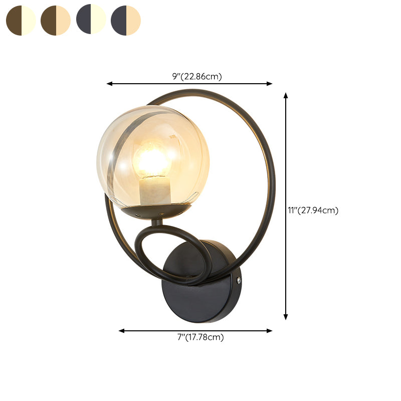 Modernism Wall Sconce Spherical Glass Wall Light Fixture for Bedroom
