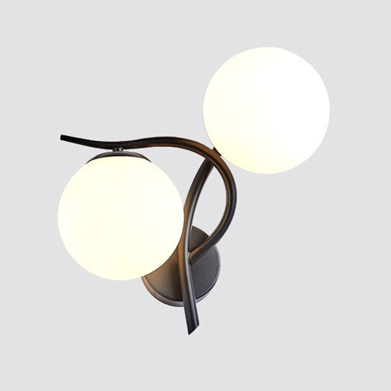 Modernist Wall Sconce Double Globe Wall Light Fixture with Glass for Living Room