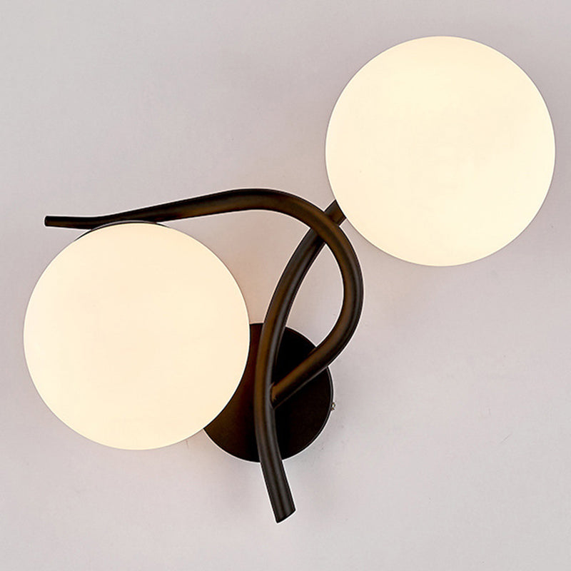Modernist Wall Sconce Double Globe Wall Light Fixture with Glass for Living Room