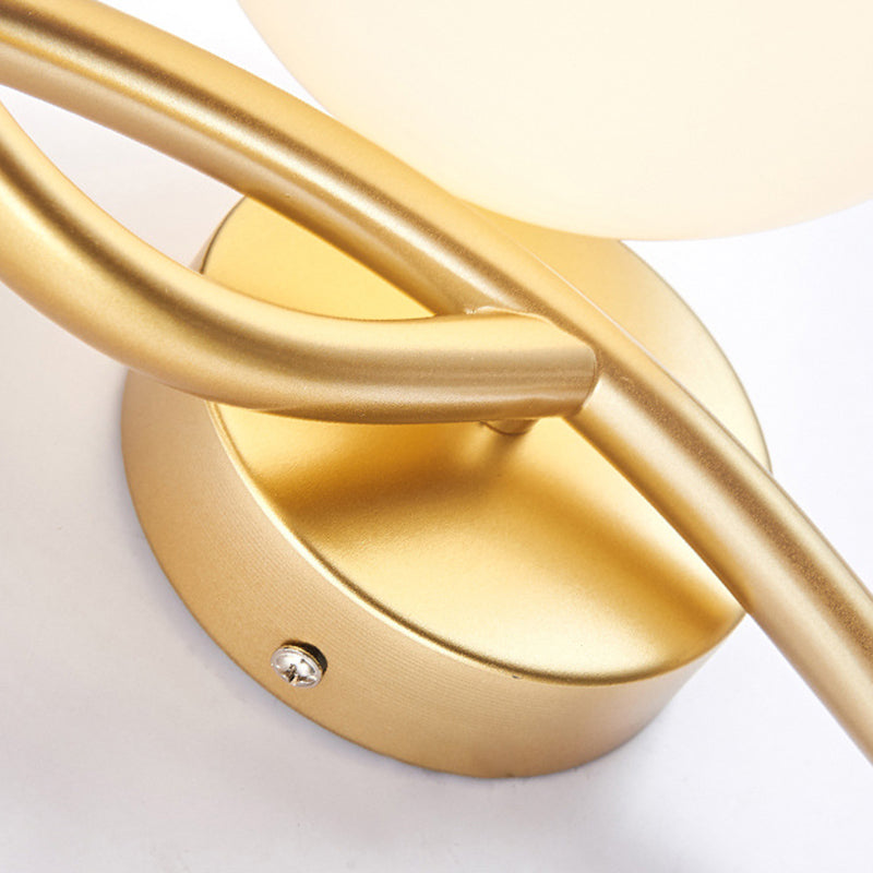 Modernist Wall Sconce Double Globe Wall Light Fixture with Glass for Living Room