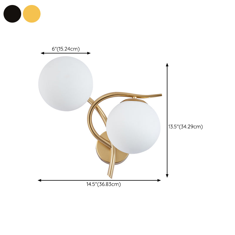 Modernist Wall Sconce Double Globe Wall Light Fixture with Glass for Living Room