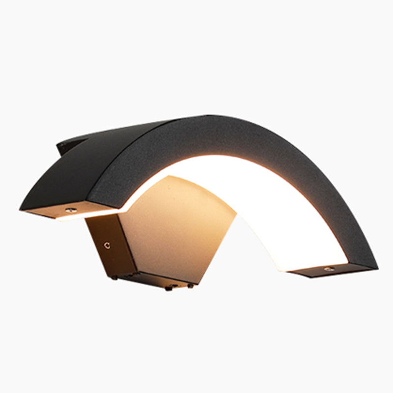 Simple Wall Sconce Curve Outdoor Sconce Light Fixture in Black