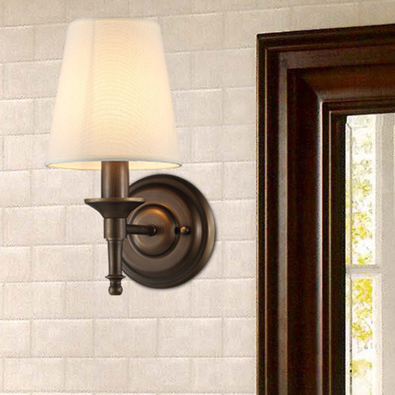 Cylinder Wall Light Fixture Modern Fabric 1 Light Wall Sconce for Bedroom