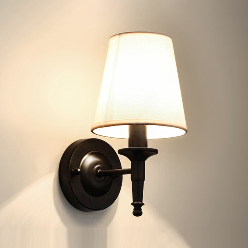 Cylinder Wall Light Fixture Modern Fabric 1 Light Wall Sconce for Bedroom