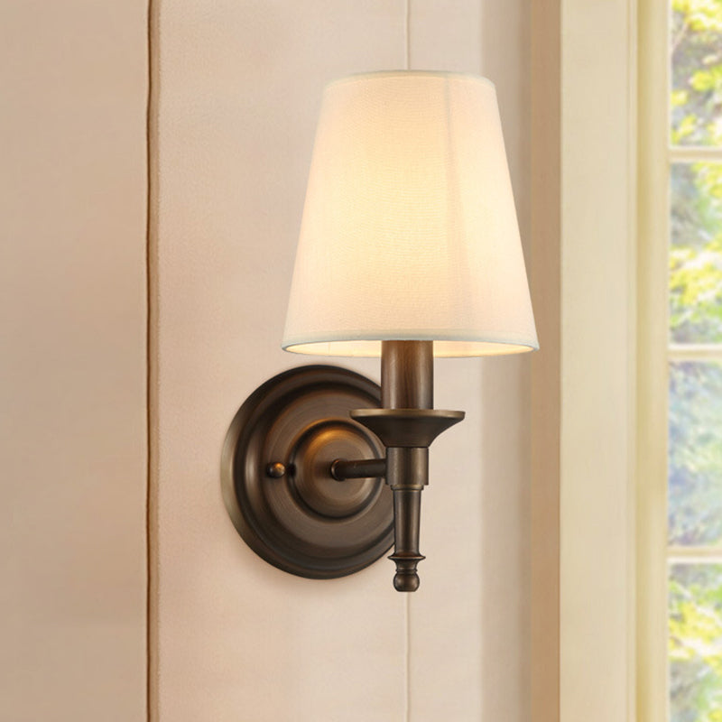 Cylinder Wall Light Fixture Modern Fabric 1 Light Wall Sconce for Bedroom