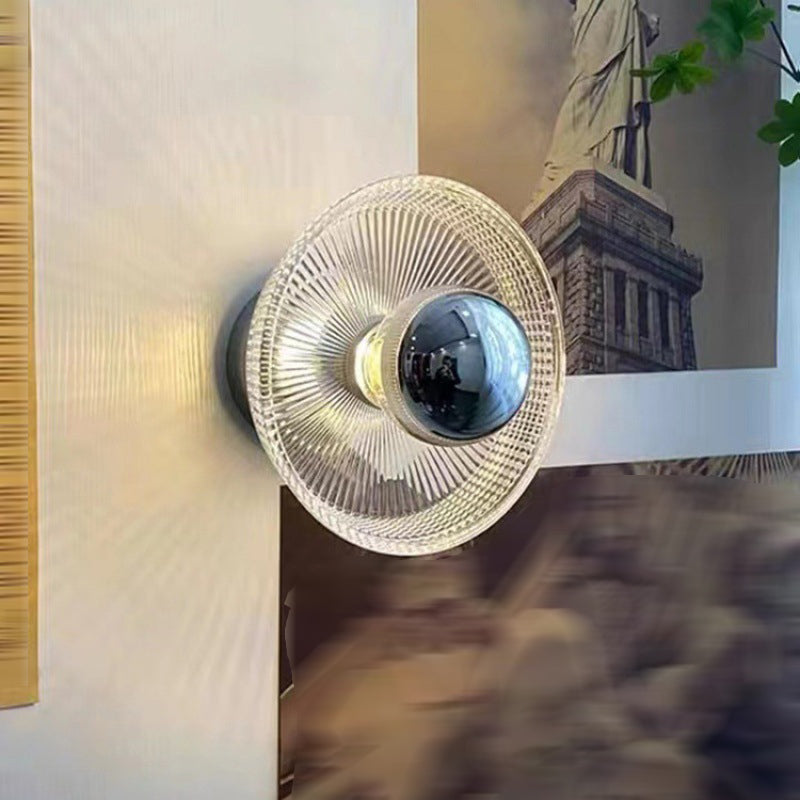 Contemporary Clear Glass Wall Mounted Fixture Round Wall Lighting