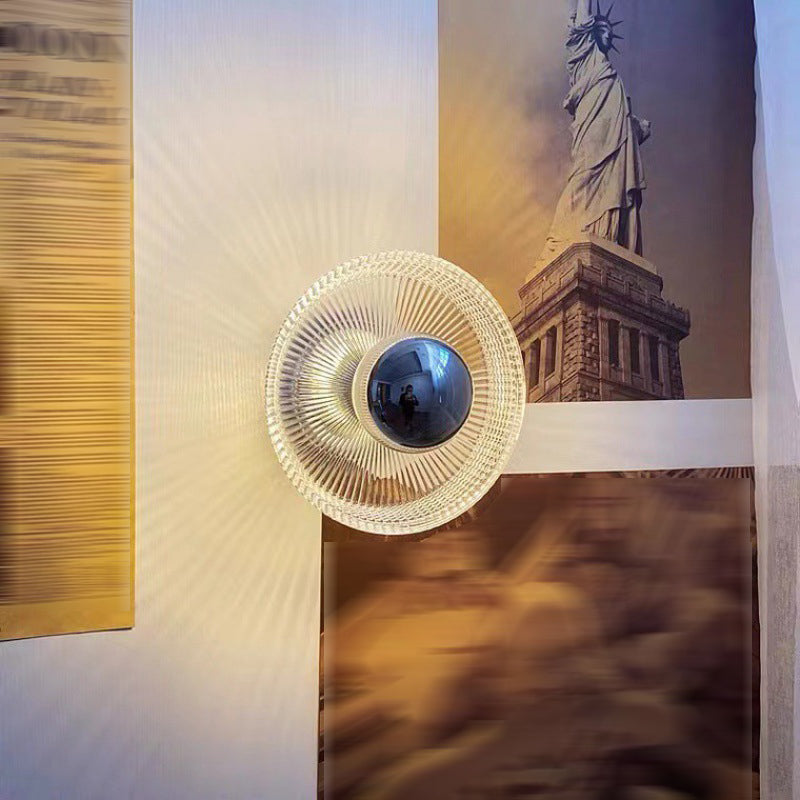 Contemporary Clear Glass Wall Mounted Fixture Round Wall Lighting