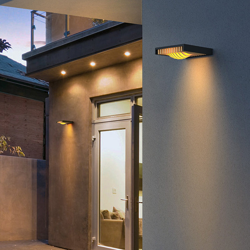 Metal LED Wall Mount Aluminum and Acrylic Geometric Wall Lighting in Matte Black