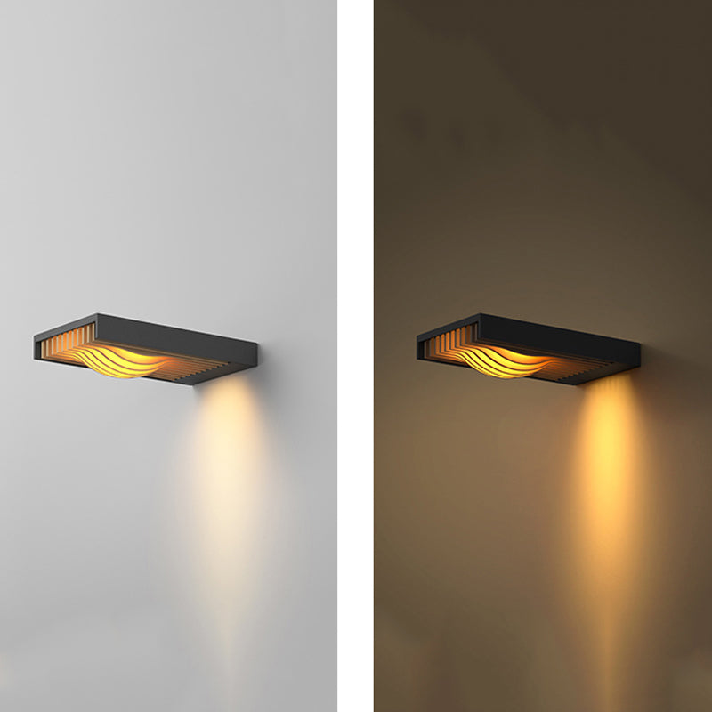 Metal LED Wall Mount Aluminum and Acrylic Geometric Wall Lighting in Matte Black