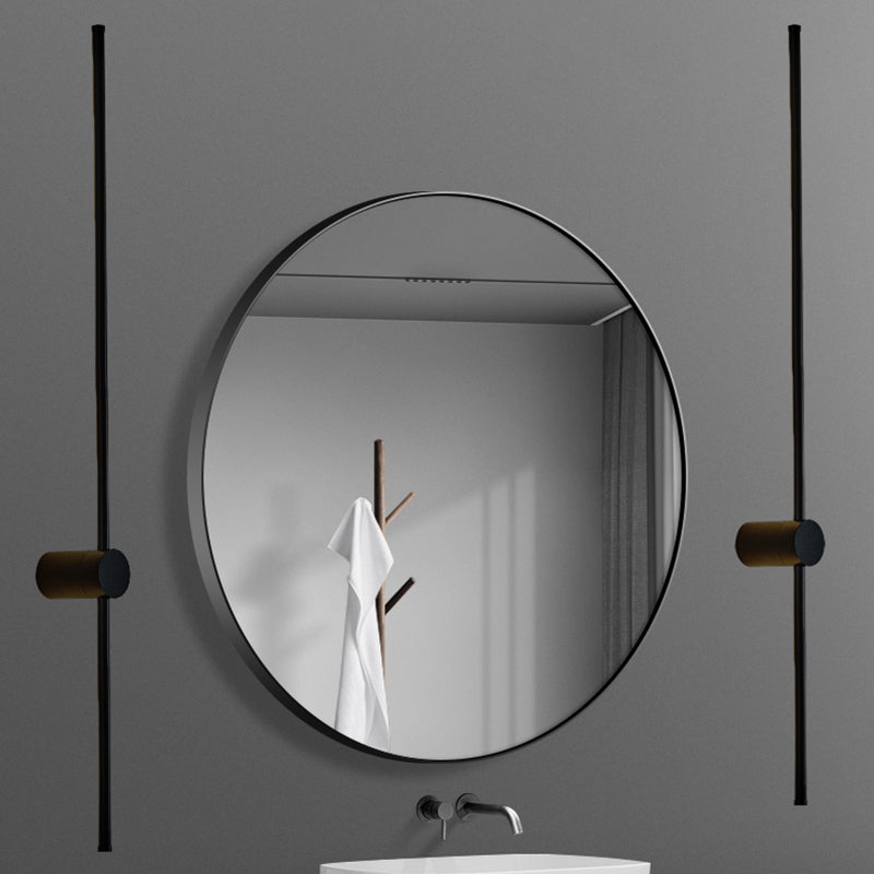 Modern Metal Wall Sconce Linear Shape Vanity Lamp with Acrylic Shade in Black for Bathroom