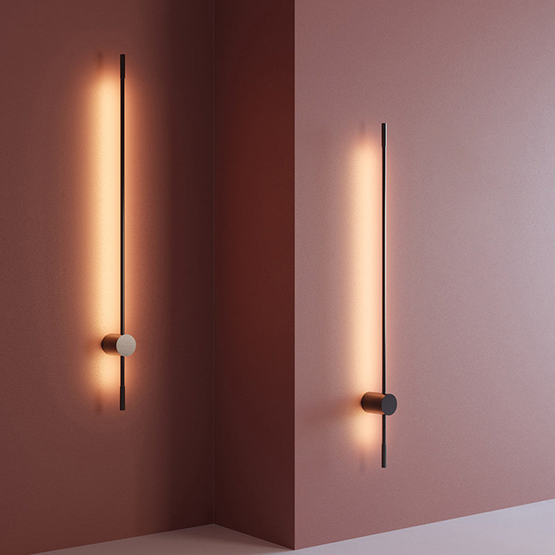 Modern Metal Wall Sconce Linear Shape Vanity Lamp with Acrylic Shade in Black for Bathroom