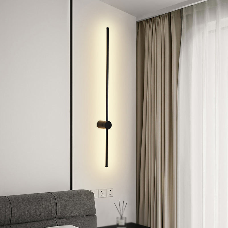 Modern Metal Wall Sconce Linear Shape Vanity Lamp with Acrylic Shade in Black for Bathroom