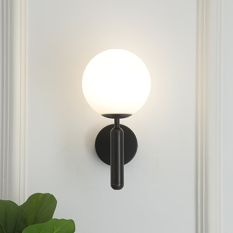 Metal Modern Wall Sconce Ball Shape Vanity Lamp with Glass Shade for Bathroom