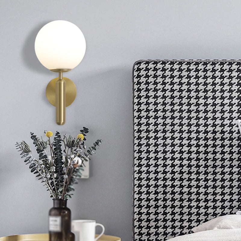 Metal Modern Wall Sconce Ball Shape Vanity Lamp with Glass Shade for Bathroom