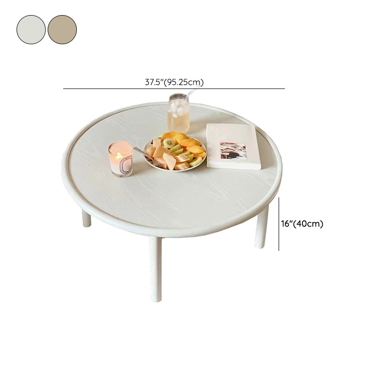 Contemporary Cream Round Coffee Table Solid Wood 1 Single Cocktail Table