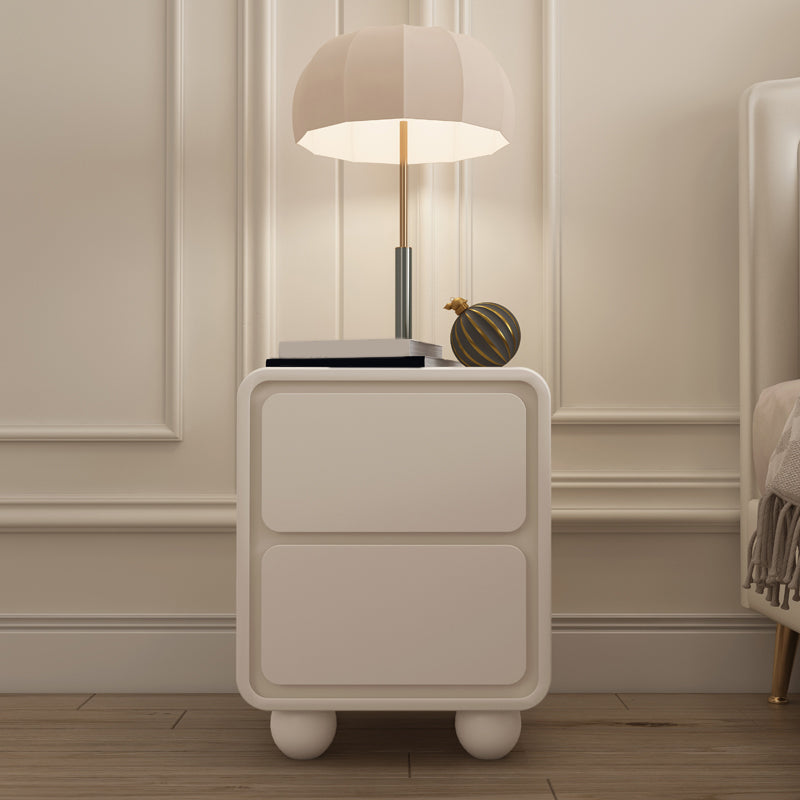 Wood Kid Bedside Table Modern Simple Nightstand Kids with 2 Drawers in White