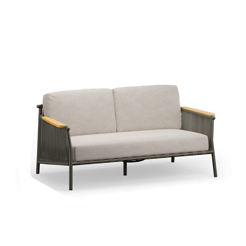 Industrial Metal Frame Outdoor Patio Sofa Wiht UV Resistant White Cushion