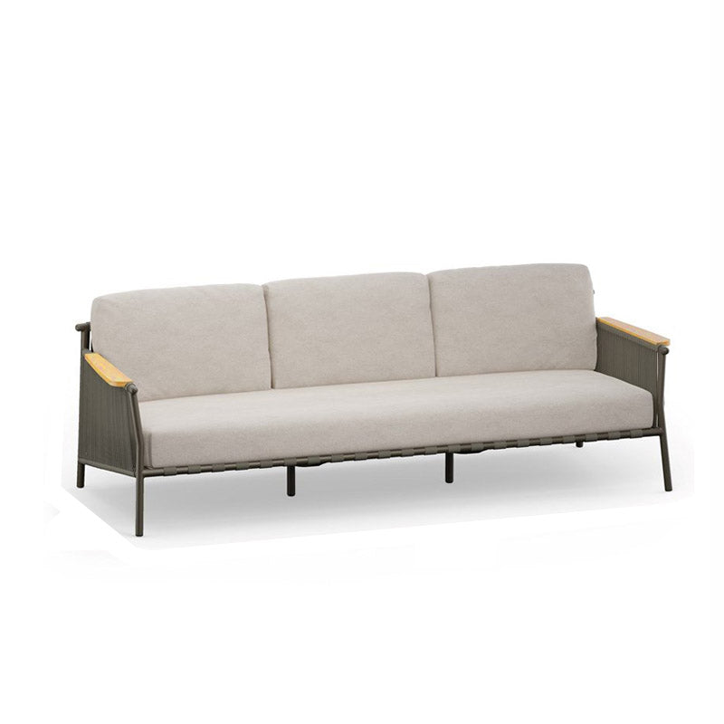 Industrial Metal Frame Outdoor Patio Sofa Wiht UV Resistant White Cushion