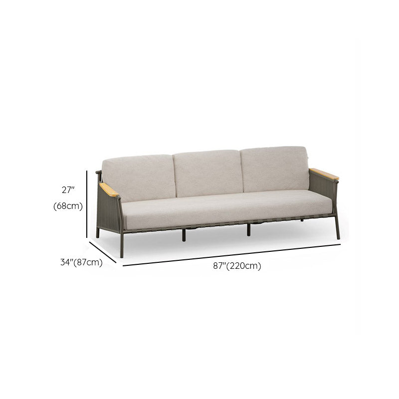 Industrial Metal Frame Outdoor Patio Sofa Wiht UV Resistant White Cushion