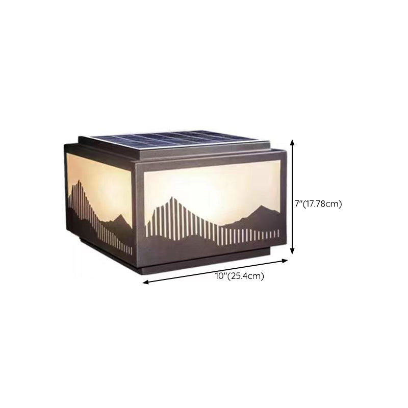 Rectangle Shape Metal Solar Pillar Lamp Modern 1 Light Outdoor Waterproof Light in Black